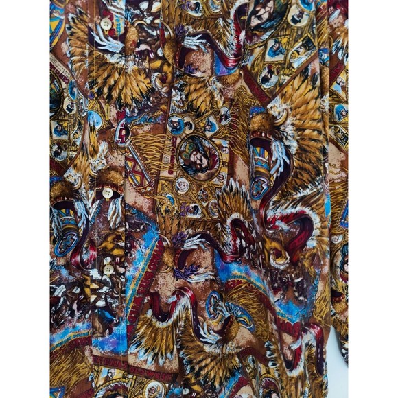 Vintage Ben Narasin Western Indian Wild West Cowboy Button Down Shirt SZ XL - Picture 2 of 7